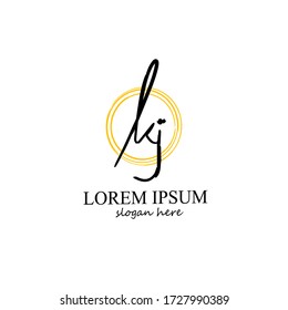 k j kj Initial Logo Handschrift Vorlage Vektor