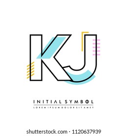 K J Memphis letter style, initial logo template vector full color.