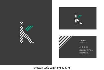 I K joint logo design letter with business card template