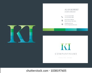 K & I joint logo multi color letters with business card template