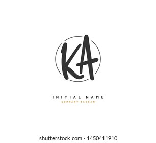 K A KA Beauty vector initial logo, handwriting logo of initial signature, wedding, fashion, jewerly, boutique, floral and botanical with creative template for any company or business.