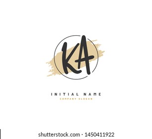 K A KA Beauty vector initial logo, handwriting logo of initial signature, wedding, fashion, jewerly, boutique, floral and botanical with creative template for any company or business.