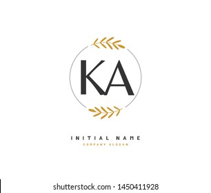 K A KA Beauty vector initial logo, handwriting logo of initial signature, wedding, fashion, jewerly, boutique, floral and botanical with creative template for any company or business.