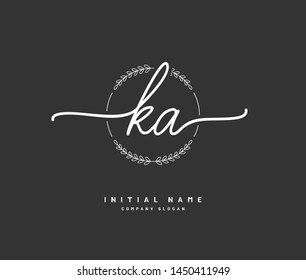 K A KA Beauty vector initial logo, handwriting logo of initial signature, wedding, fashion, jewerly, boutique, floral and botanical with creative template for any company or business.