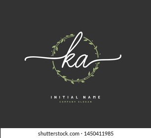 K A KA Beauty vector initial logo, handwriting logo of initial signature, wedding, fashion, jewerly, boutique, floral and botanical with creative template for any company or business.