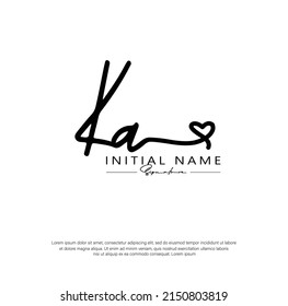 K A KA heart Initial letter handwriting and signature logo. Beauty vector initial logo .Fashion, boutique, floral and botanical	