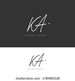 K A KA Initial handwriting or handwritten logo for identity. Logo with signature and hand drawn style.