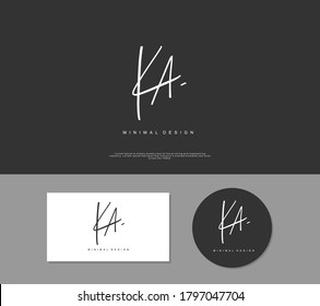 K A KA Initial handwriting or handwritten logo for identity. Logo with signature and hand drawn style.