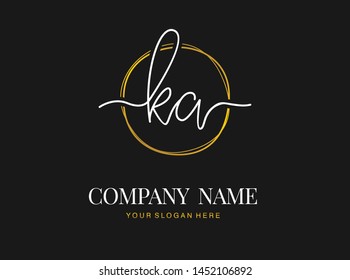 K A KA Initial handwriting logo design with circle. Beautyful design handwritten logo for fashion, team, wedding, luxury logo.