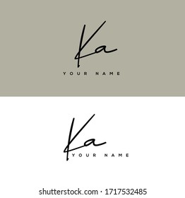 K A KA Initial letter handwriting and signature logo.	