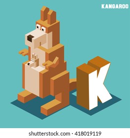 K for kangaroo, Animal Alphabet collection. vector illustration