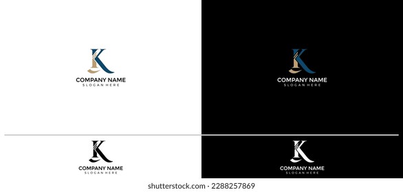 K (clave) Ilustración inicial Resumen sonrisa minimalista, diseño de logotipo (Finanzas, Abogado, Abogado, Inmobiliaria, Propiedad, Contador, Mercado, cualquier Brands_Companies, etc.) plantilla de ilustración vectorial.