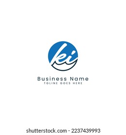 K I KI Letra inicial manuscrita y plantilla de imagen vectorial de firma en el logotipo de forma redonda