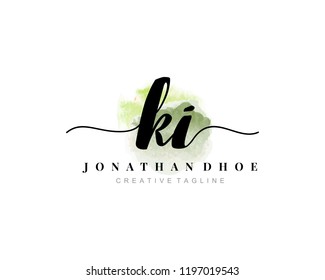 K I KI Initial watercolor logo on white background. Logo template vector