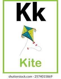K for kite vector worksheet for kids