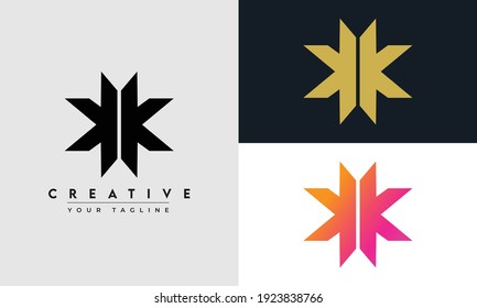 k, kk, abstract art alphabet letters logo icon monogram
