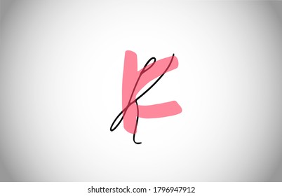 K KK alphabet logo icon. Two types of letter design for company and business corporate identity in pink and black color