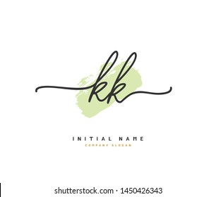 K KK Beauty vector initial logo, handwriting logo of initial signature, wedding, fashion, jewerly, boutique, floral and botanical with creative template for any company or business.