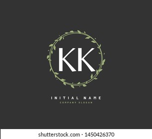 K KK Beauty vector initial logo, handwriting logo of initial signature, wedding, fashion, jewerly, boutique, floral and botanical with creative template for any company or business.