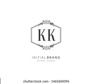 K KK Beauty vector initial logo, handwriting logo of initial signature, wedding, fashion, jewerly, boutique, floral and botanical with creative template for any company or business.
