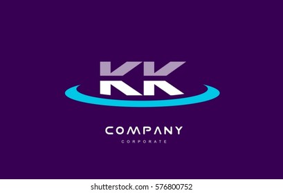 k kk cyan magenta blue letter combination alphabet vector company logo icon sign design template 