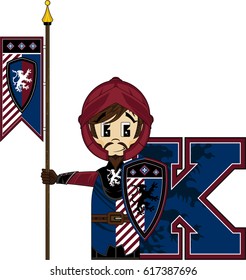 K is for Knight Medieval Alphabet Learning Illustration