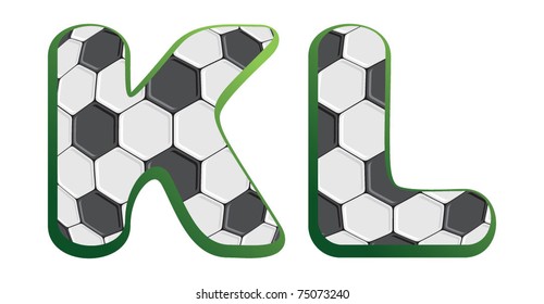 K, L, Alphabet Football - Soccer Type -