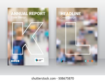 K, L, big alphabet shape cover graphic print letter layout in A4 size brochure flyer template design, education roll up annual report stock vector, Leaflet flat full background photo, EPS 10