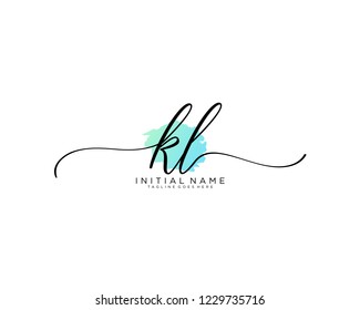 K L Initial handwriting logo vector