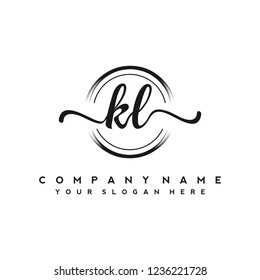 K L Initial handwriting logo vector