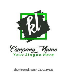K L Initial handwriting logo vector