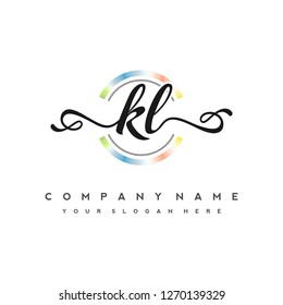 K L Initial handwriting logo vector