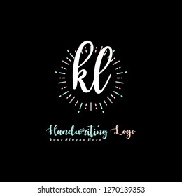 K L Initial handwriting logo vector