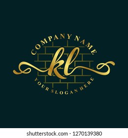 K L Initial handwriting logo vector