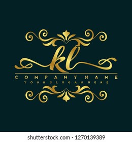 K L Initial handwriting logo vector