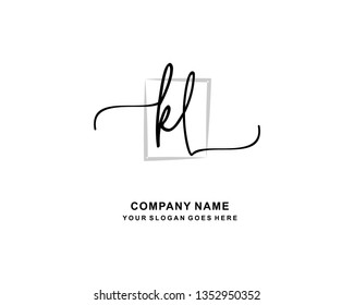 K L Initial Handwriting Logo Template