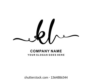 K L Initial Handwriting Logo Template