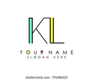 K & L initial minimalist logo template vector