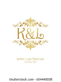 K & L initial wedding logo template vector
