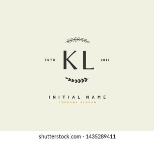 K L KL Beauty vector initial logo, handwriting logo of initial signature, wedding, fashion, jewerly, boutique, floral and botanical with creative template for any company or business.