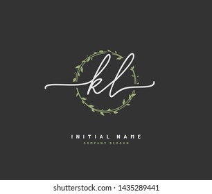 K L KL Beauty vector initial logo, handwriting logo of initial signature, wedding, fashion, jewerly, boutique, floral and botanical with creative template for any company or business.