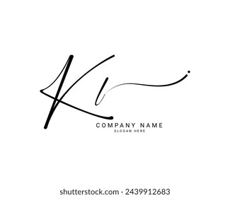 k l kl letra inicial de escritura a mano y logotipo de firma