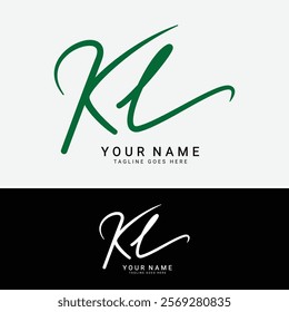 K, L, KL Initial letter logo. Alphabet KL Handwritten Signature logo