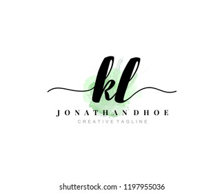 K L KL Initial watercolor logo on white background. Logo template vector