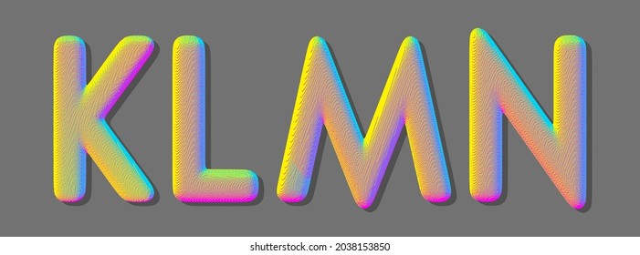 K, L, M, N letters. Voxel art. Design elements. 3d vector illustration.
