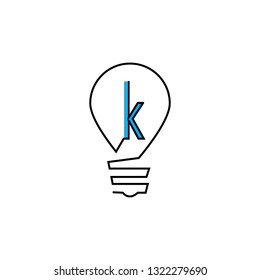 K lamp idea logo vector