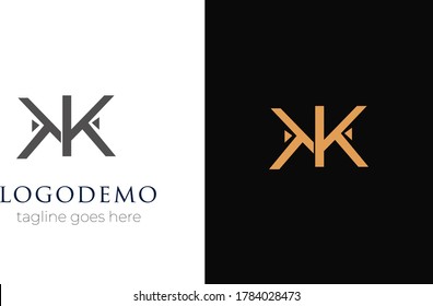 K-letzteres Logo-Design-Konzept mit Spielsymbol Vektor .K luxuriöses Design .K schwarz-gold Version .K Logo-Logo-Logo-Marke logotype .minimales Logo-Design für die Unternehmensagentur 2