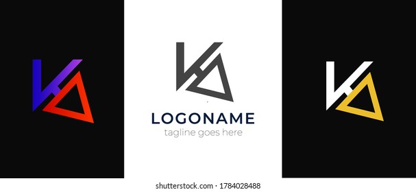 K  latter logo design concept with play icon vector .K luxury design .K black and gold version .K logo design logo mark logotype .minimal logo design for company agency 2