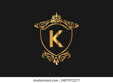 K Letzteres Logo-Design mit Naturschönheit Premium Vektor