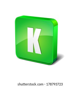 K Letter 3d Rounded Corner Green Vector Icon Button